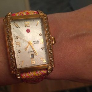 Gorgeous Michele watch w/ real diamonds+ 10 bands!